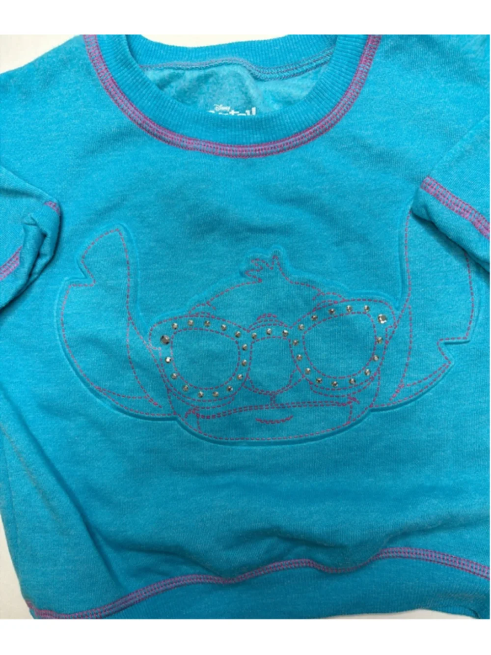 Girls Disney Stitch Matching Set Size 5 Shorts Sweatshirt